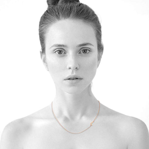 Bold Alphabet Letter Initial Charm Necklace in Rose Gold Tone